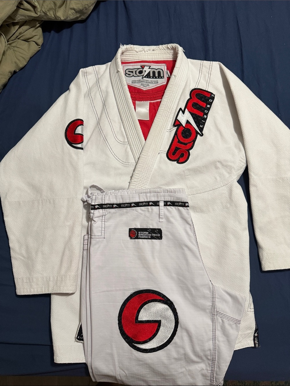 Storm Red and White Brazilian Jiu-Jitsu Gi Jacket with Black Logo